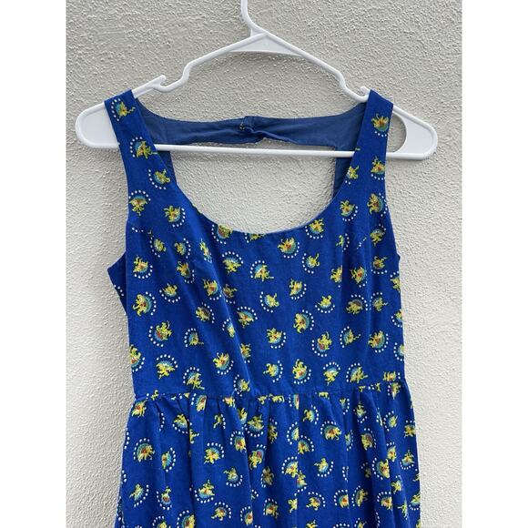 Lanz of Salzburg Womens Dress Size Unknown Blue Midi Floral Vintage Open Back - Picture 2 of 8